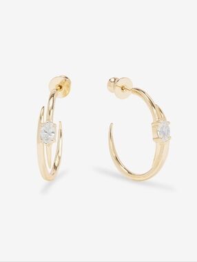 Melinda Maria She's on Point Lasso Hoops 1" Gold White Diamondettes NEW - FIRM✨️